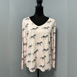 Kate Spade Running Zebra Light Pink‎ Long Sleeve Top Women’s Size Medium